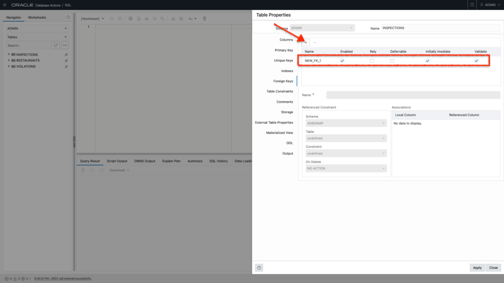 Adding a Foreign Key in Database Actions SQL Worksheet Oracle Autonomous Database, Chris Hoina, Senior Product Manager, Database Tools, ORDS