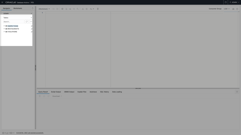 My three tables in Oracle Database Actions, Chris Hoina, Senior Product Manager, Database Tools, OCI, Autonomous Database 