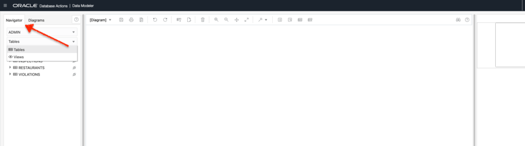 Navigator Tab in Data Modeler in Database Actions in Oracle Autonomous Database, Chris Hoina, Senior Product Manager, Database Tools, ORDS