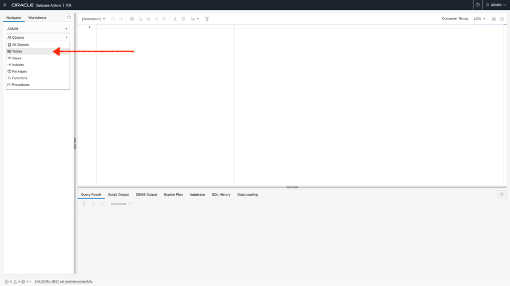 Navigator tab in Oracle Database Actions, Chris Hoina, Senior Product Manager, Database Tools, OCI, Autonomous Database 