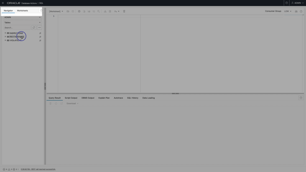 Select Worksheets in Database Actions Oracle Autonomous Database, Chris Hoina, Senior Product Manager, ORDS, Database Tools