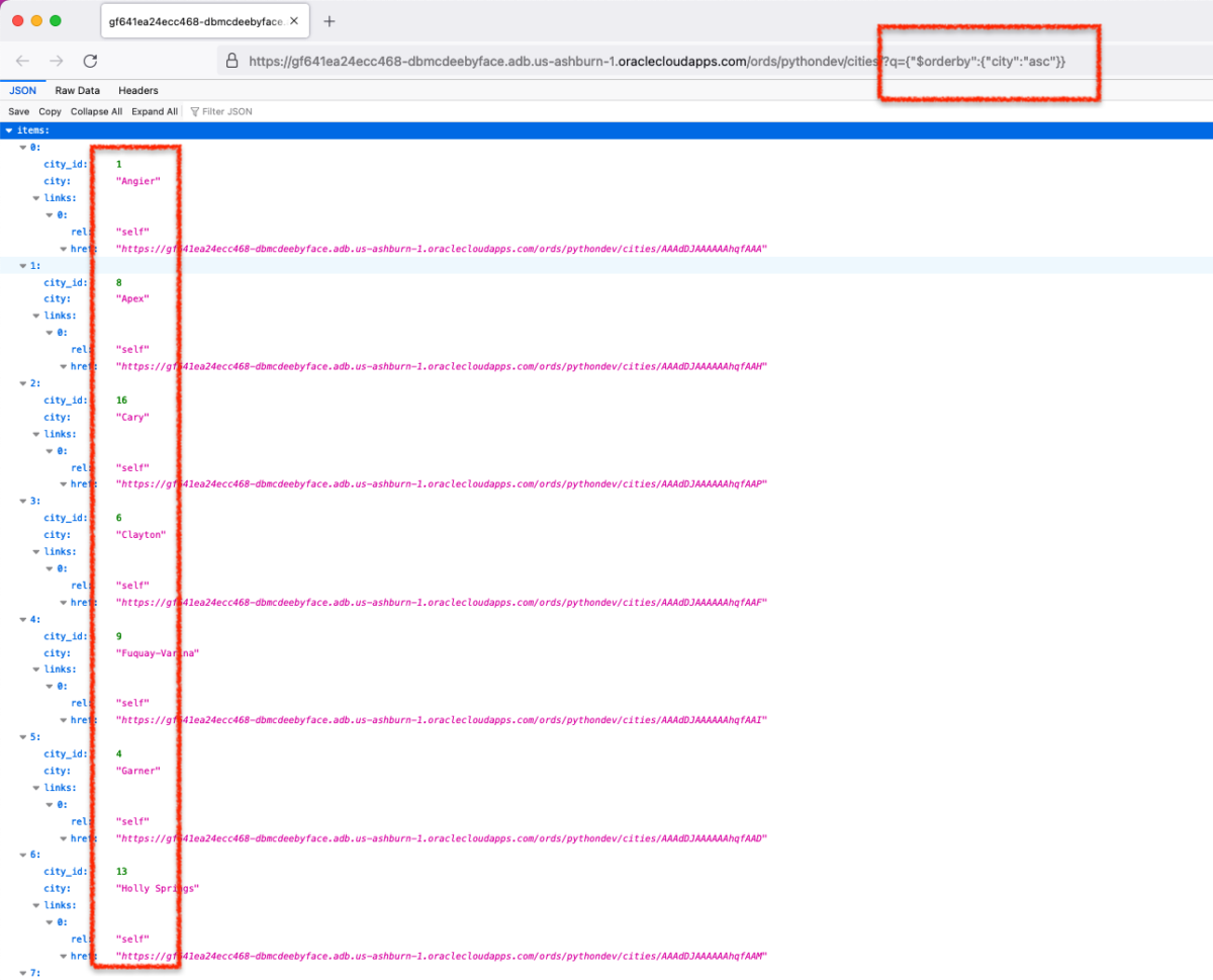 Python or Filtering in Queries: sorting JSON responses from an Oracle Database