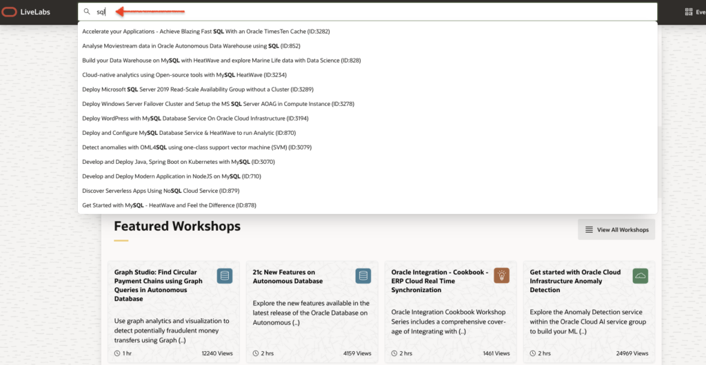 Typing SQL in LiveLabs, chris hoina, senior product manager, ords, oracle autonomous database