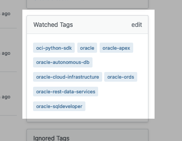 Watched Tags in Stack Overflow, chris hoina, senior product manager, oracle, ords, database actions, sql developer, sqlcl 