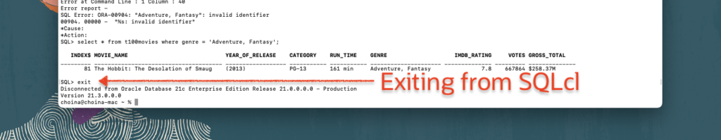exiting out of sqlcl, chris hoina, senior product manager, oracle database tools, oracle cloud, ords, oracle rest apis, sql developer, podman, sqlcl   