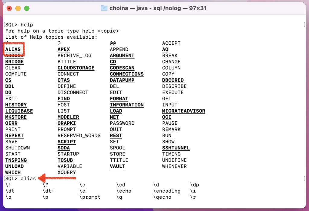 sqlcl help alias option, chris hoina, senior product manager, oracle database tools, command line, oracle autonomous database