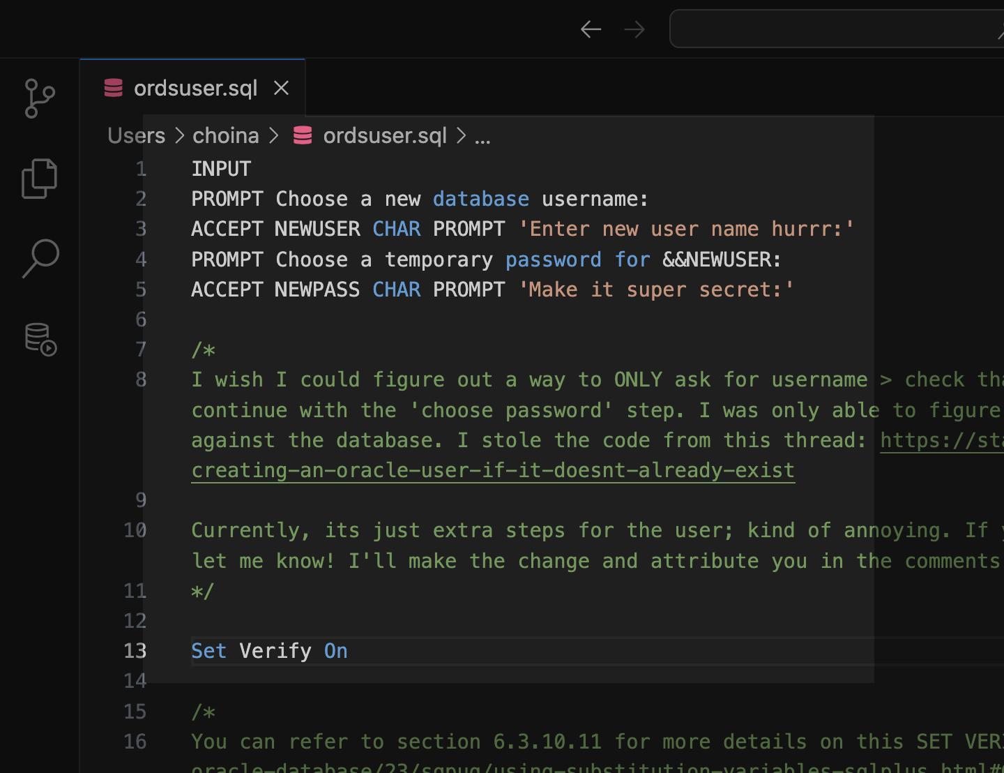 initial-input-section-of-script-vs-code-chris-hoina-senior-product-manager-ords-oracle-rest-apis-database-tools-podman